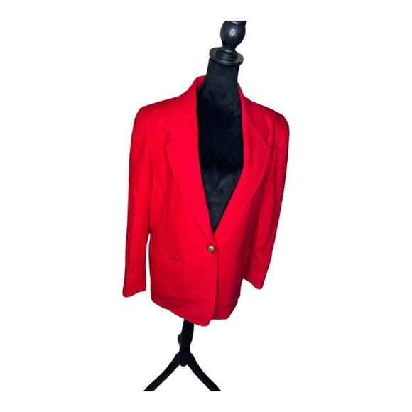 Vintage Lizsport by Liz Claiborne 100% Wool Red Jacket Blazer Lined Size 6 - Picture 2 of 10
